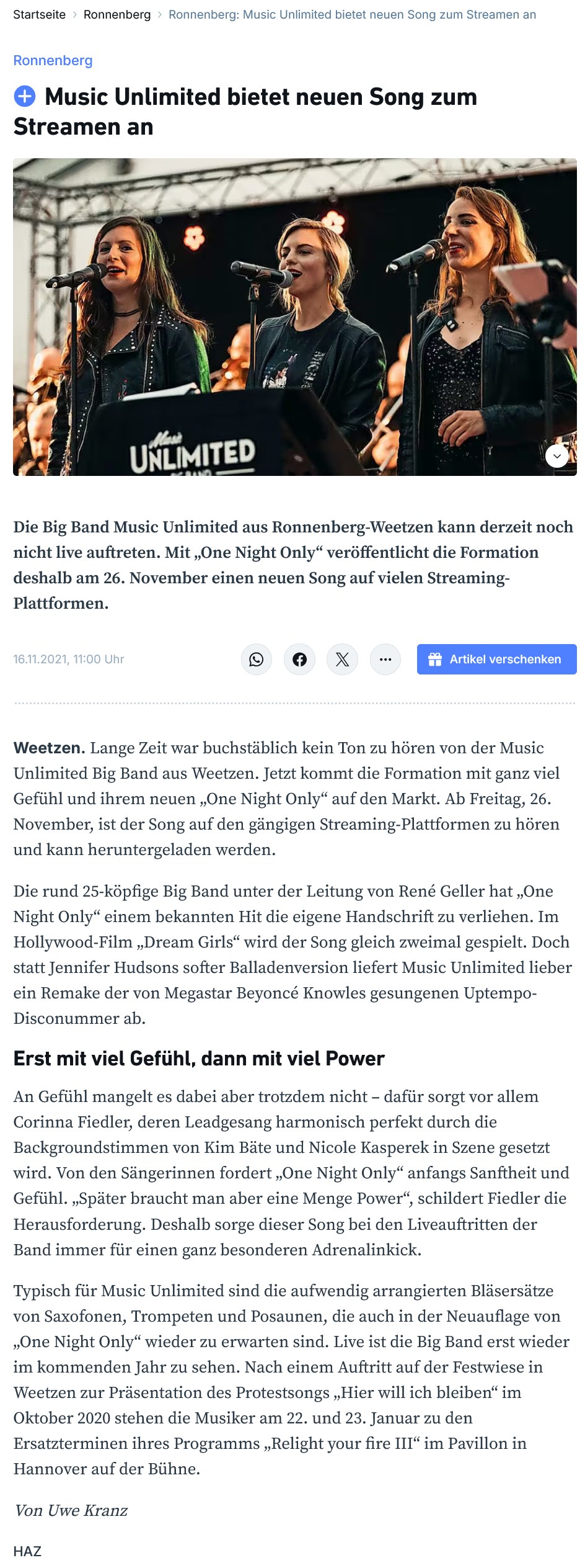 Music Unlimited bietet neuen Song zum Streamen an
